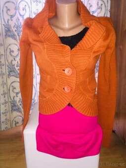 svetr# pleteny# oranzova# kardigan# zapinacisvetr
