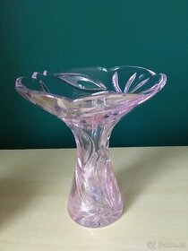 broušená křišťálová váza růžová