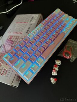 Mechanická klávesnice Redragon K617 Gaming Keyboard RGB Pink