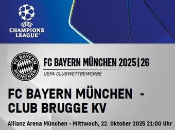 Liga Mistru FC Bayern Mnichov-Club Brugge 22.10. 21:00
