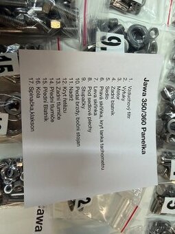 Jawa 350 sada nerezových šroubů na celý motocykl