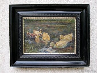 OLEJ NA PLÁTNĚ od Hanse Thiela rok 1910  ORIGINÁL