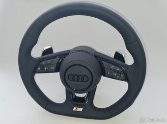 AUDI KOŽENÝ EXCLUSIVE VOLANT +AIRBAG+ F1 PADLA CIERNA NITKA