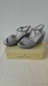 Šedostříbrné boty na klínku Jenny Fairy