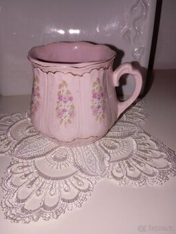 Retro hrnek růžový porcelán