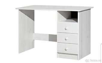 Psací stůl (bílý lak, masiv borovice)