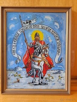 obrazy - lidová práce,  podmalba na skle