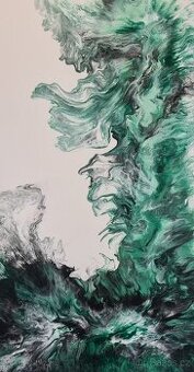 Abstraktní akrylový obraz – technika Dutch Pouring