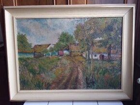 Starý obraz s vesnickým motivem