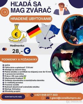 Hľadáme viaceré tímy MAG-zváračov.