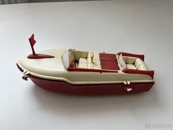 Retro plastová loďka na baterie - sběratelská hračka