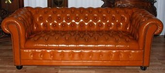 CHESTERFIELD-3 SEDÁK-KŮŽE-DEEP BUTTONED SOFA)