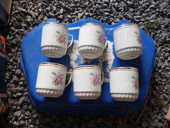 Stare retro hrnečky zlacené porcelan