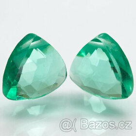 Lab smaragdy, 2x3,65ct, broušení trillion