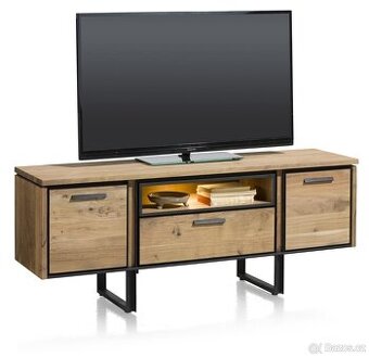 TV dřevěný stolek Tokyo – masiv, LED, 150 cm