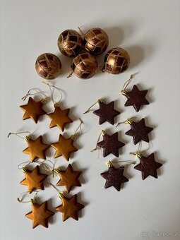 Sada 19 ks zlato-hnědých vánočních ozdob