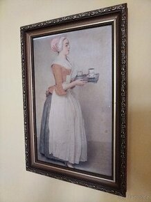 Starožitný obraz dívka nesoucí čokoládu