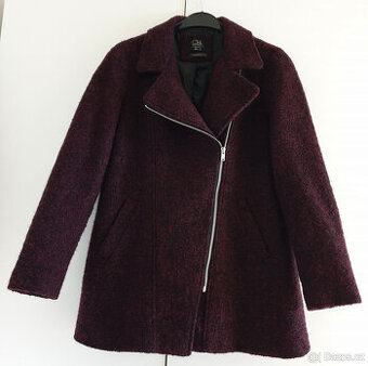 Clockhouse M 40 zimní vínový bordo kabát křivák vlněný