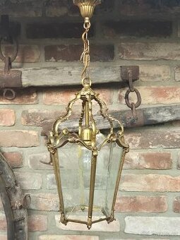 Exkluzivní starožitná mosazná závěsná lucerna lustr  funkční