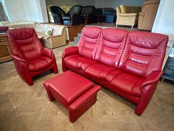 865 Kožená sedací souprava sedačka HIMOLLA 3 + 1 + taburet