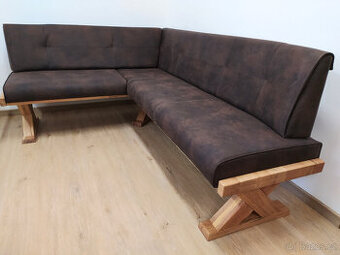 Nová jídelní rohová lavice polstrovaná Hnědá