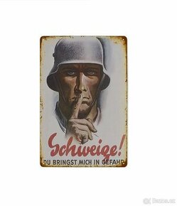 plechová cedule: Buď zticha (válečná propaganda) - 1
