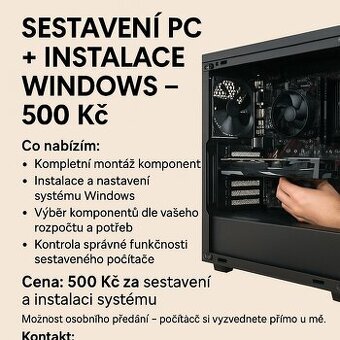 Sestavení PC + instalace Windows – 500 Kč