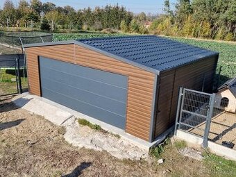 Moderní plechová garáž 7x6m sekční vrata