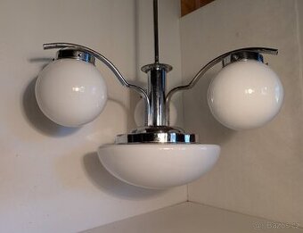 Art Deco lustr , niklovaná mosaz, nové elektro