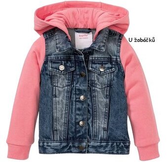 ☘️ Holčičí DŽÍNOVÁ BUNDA s kapucí vel. 116 ☘️