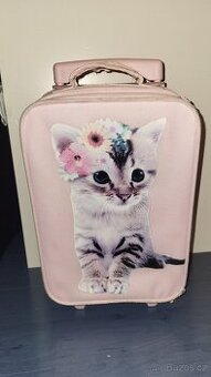 Růžový dětský kufr s motivem kočky z H&M