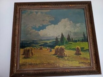Obraz Žně 70x 65cm starožitnost cena dohodou