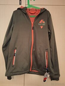 khaki - růžová seftshell bunda 146/152