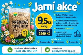 Dřevěné pelety ENplus A1 – 9,5 Kč/kg | palety 975 kg