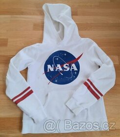Bílá mikina H&M NASA vel. 158/164 s kapucí
