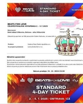 Beats For Love-CELOFESTIVALOVA VSTUPENKA