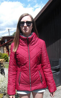 Dámská bunda zimní,2x, slonová kost a bordo barva