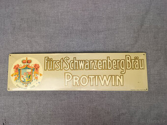 Originál stará plechová cedule pivovar Schwarzenberg