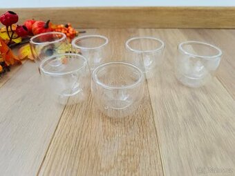 ☕️ Sada 6× espresso skleniček (80 ml) – dvojité sklo, nové