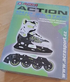 Dětské brusle 2 v 1 kolečkové + zimní velikost 33 – 36