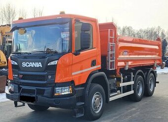 Scania P410 XT 6x4 - třístranný sklápěč + Bordmatic