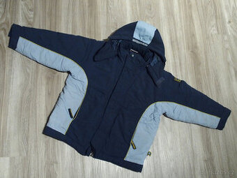 Zimní teplá chlapecká bunda tmavě modrá vel. 122