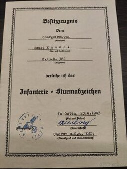 Dekret o udělení Útočného odznaku pěchoty, Wehrmacht