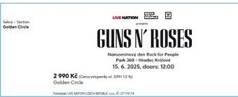 Guns N’ Roses - 15.6.2025 - Golden Circle za cenu Stání