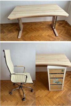 Psací stůl + otočná židle + šuplíky - 1