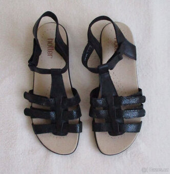 Dámské letní sandály černé kožené 40