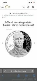 Stříbrná mince Legendy čs. hokeje - Martin Ručinský proof
