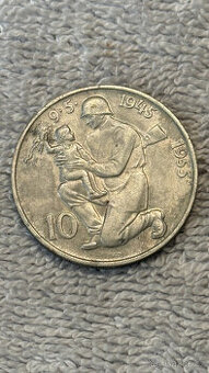 Stříbrná mince Československo – 10 Kčs 1955 (10. výročí osvo