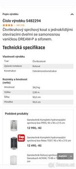 Sprchový kout rohový