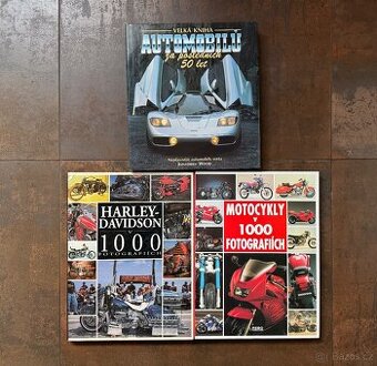Knížky Velká kniha automobilů a Motocykly ve fotografiích